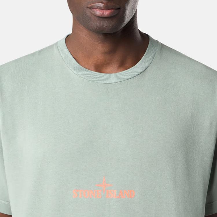 STONE ISLAND Футболка мужская с логотипом, круглым вырезом, спущенным плечом, коротким рукавом, серо-зеленая K1S1521002-RCS0137-V0055