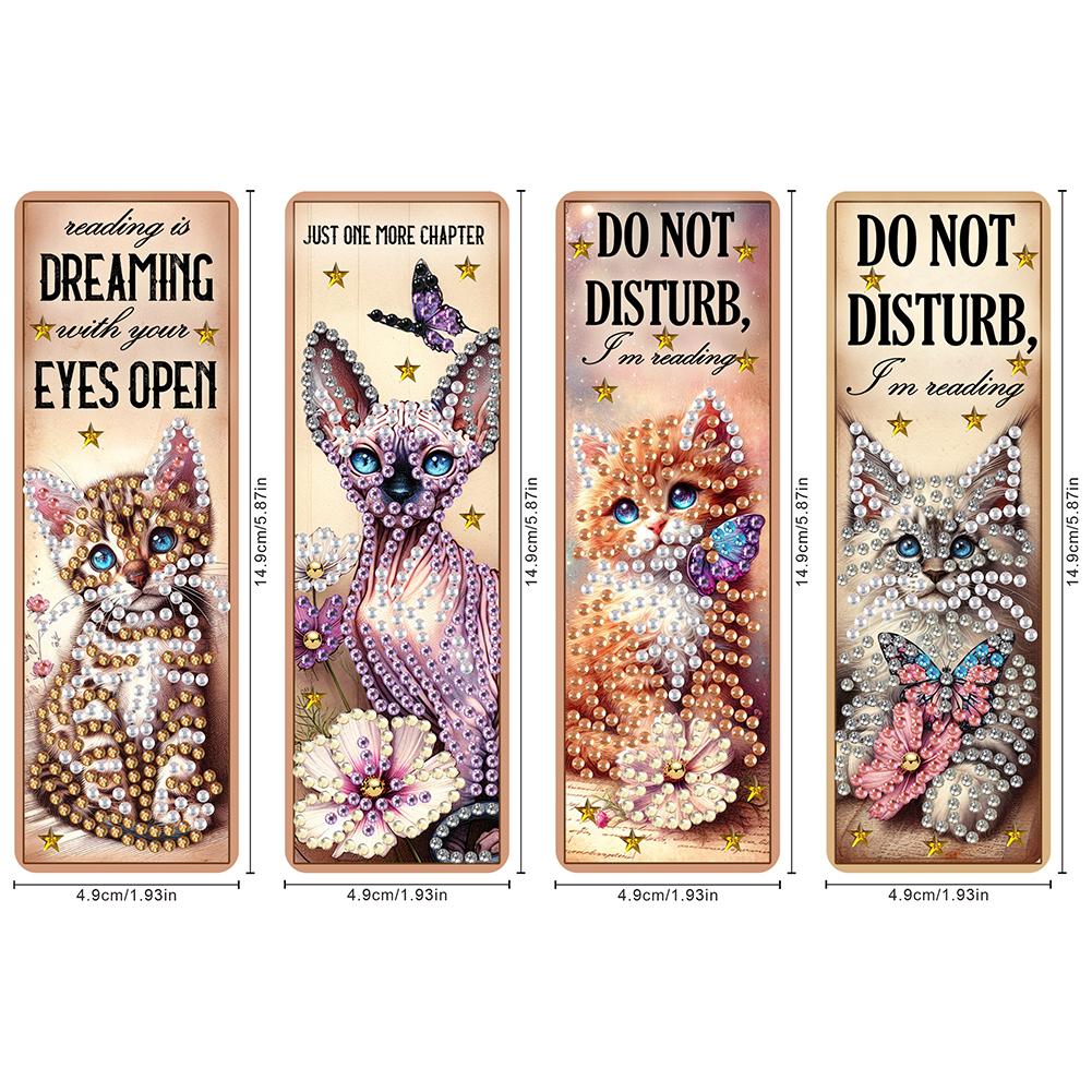 4Pcs Animal Themed DIY Diamond Painting Bookmark Irregular Shaped Diamonds Diamond Bookmark Art Projects for Reading Enthusiasts
