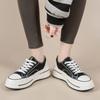 Новые кроссовки на платформе, женская парусиновая обувь, модная обувь на толстой подошве, танкетка, повседневная обувь на шнуровке, студенческие туфли на вулканизированной платформе