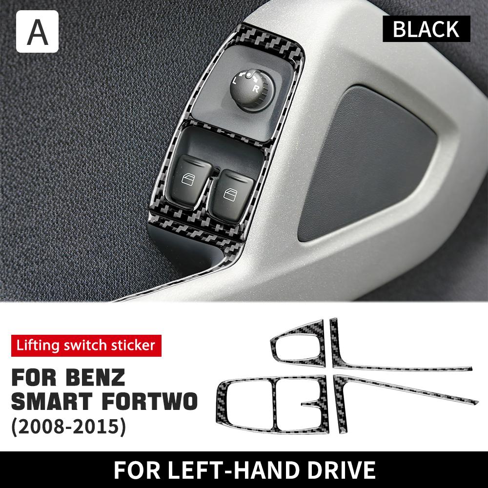 Настоящее мягкое углеволокно для Mercedes Benz Smart 451 Fortwo 2008 2009-2014 2015 Наклейка на панель кнопки переключателя стеклоподъемника двери автомобиля