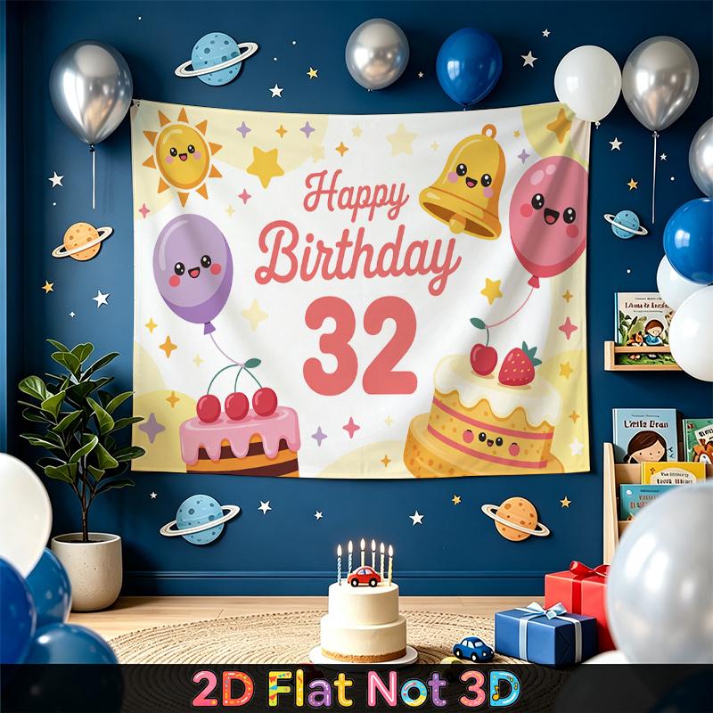 Party Backdrop Happy Birthday Birthday Balloon Pink 32 Photo Booth Background Front Door Decor