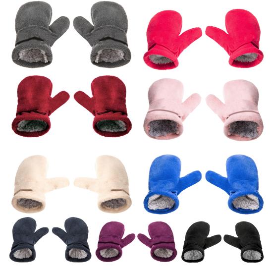 Infant Gloves Thick Fastener Tape Autumn Winter Toddler Boys Girls Adjustable Plush Gloves for Outdoor