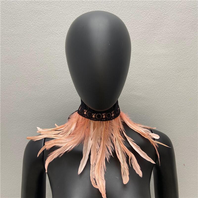 32 см Роскошный панк-перо чокер кружевное перо ожерелье готический перо шарф