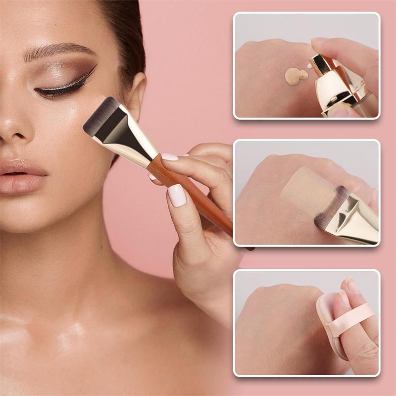 2pcs Ultra Thin Foundation Brush Soft Hair Ace Contour Brush Wooden Handle Make Up Brush Blending Foundation Brushes Makeup Tool
