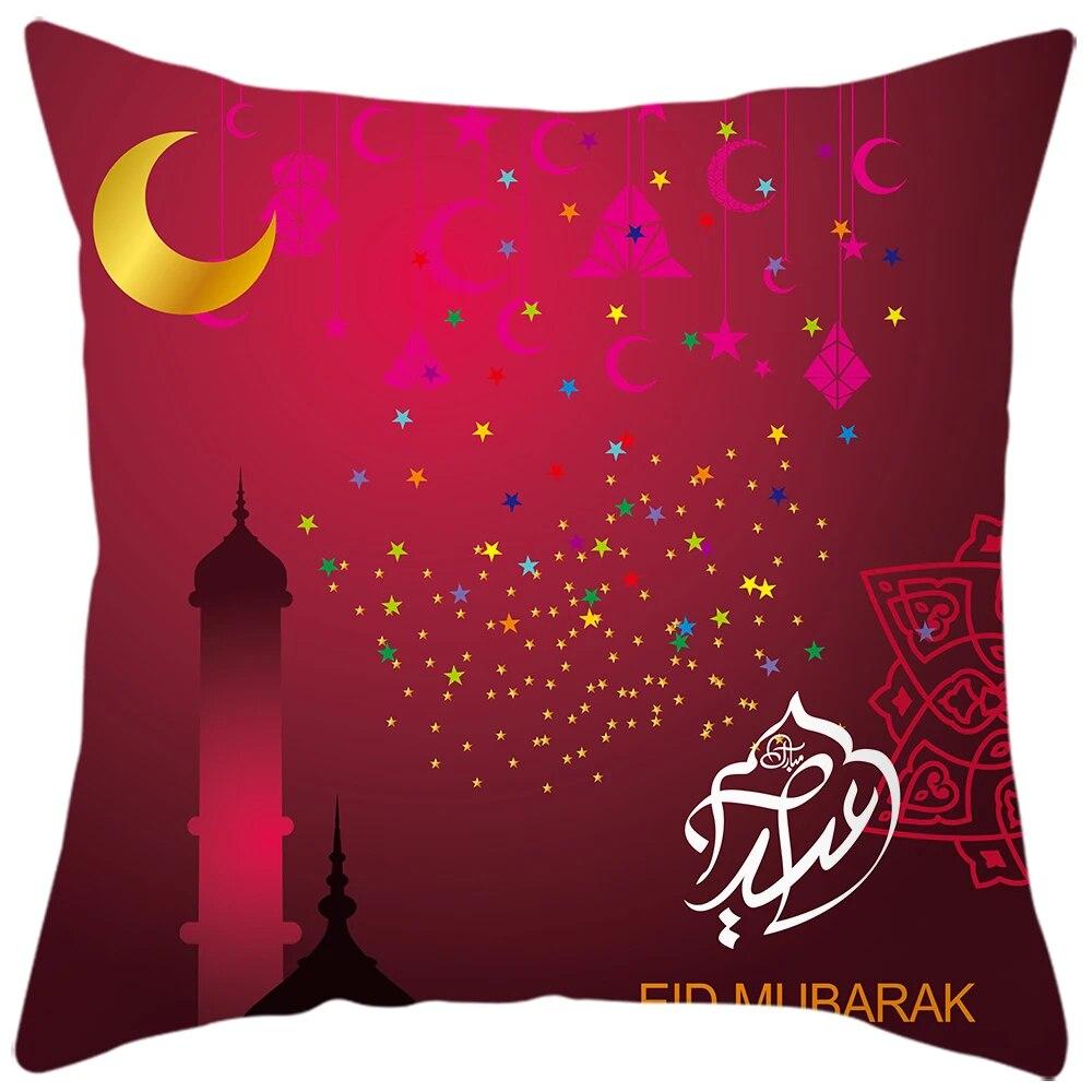 2024 Eid Mubarak Home Decor Pillowcase Sofa Cushion Cover Islamic Mosque Muslim Decorative Pillowcase Ramadhan Gift