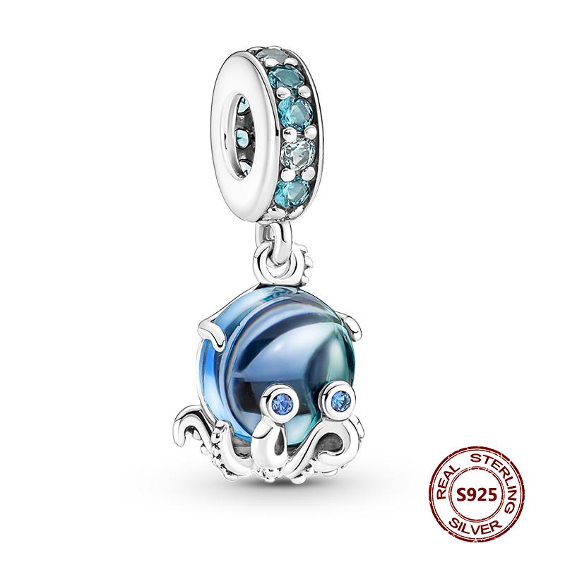 Подвески-хамелеоны, подходят модные оригинальные браслеты, серебро 925 пробы, циркон, осьминог, черепаха, бусина, бабочка, светлячок, подвеска, DIY изготовление ювелирных изделий