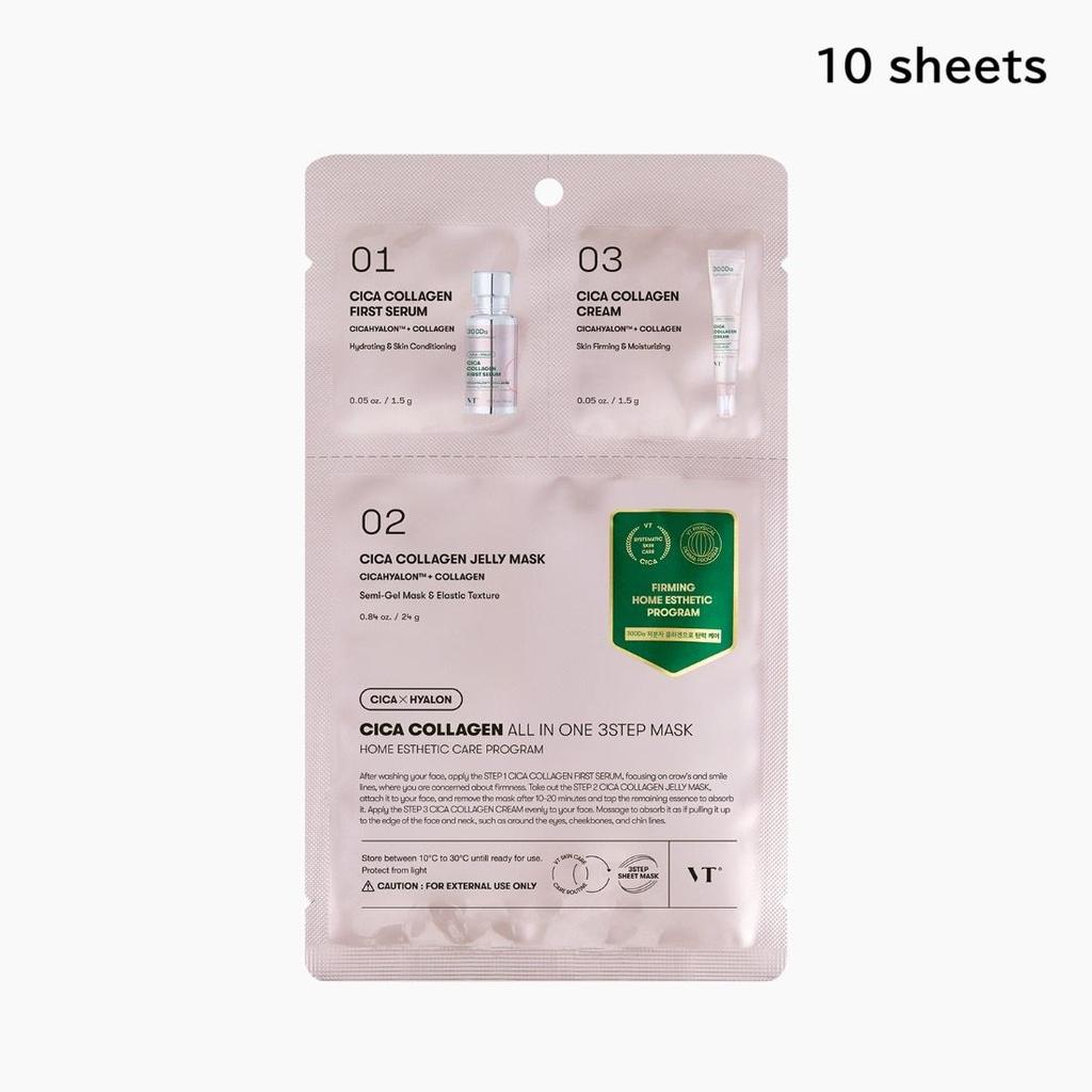 VT COSMETICS CICA Collagen Универсальный маска-патч 3-в-1 10 шт. Успокаивающий и укрепляющий уход