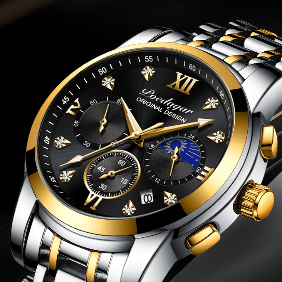 POEDAGAR New TOP Brand Luxury Men's Watch With Box Multifunctional Fashion Waterproof Luminous Men's Quartz Watches