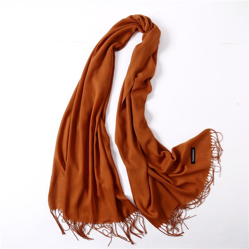 2024 Autumn And Winter Imitation Cashmere Scarf Solid Color Fashionable Versatile Warm Shawl Tassel Scarf