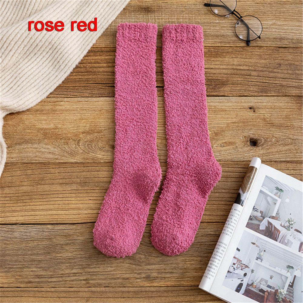 Gift Pure Color Soft Thick Winter Warm Bed Floor Coral Velvet Socks Sleep Socks Fluffy Cosy