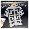 Spring and Autumn Geometric Pattern Base Shirt for Men, Slim Fit Casual Short Sleeve Knit Top