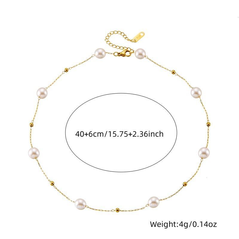 Gold Plated Stainless Steel Jewelry Women's Fashion Bracelets Necklaces with Imitation Pearl for Parties Anniversaries