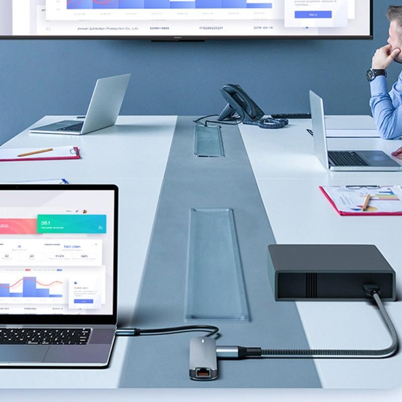 Устройство расширения 7-в-1 USB Type C с поддержкой 60 Гц, PD100W зарядкой, портом RJ45 и кардридером для ноутбука