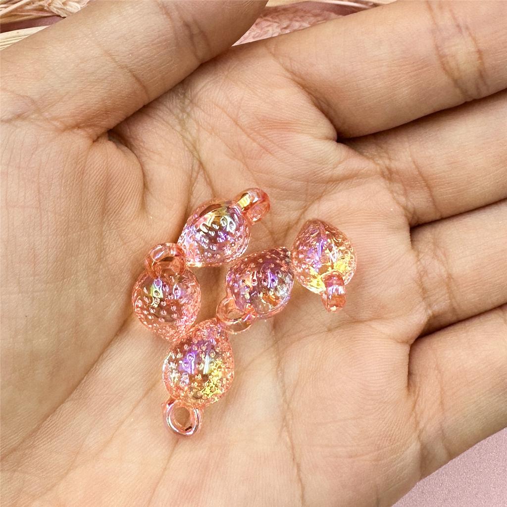 Hanmade 5pcs 9.7*17mm Mobile Phone Chain Pendant for Bracelet Jewelry Making Loose Beads Handmade Transparent Strawberry Jewelry Accessories DIY