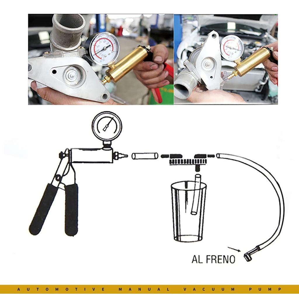 Многофункциональный тестер автомобильного вакуумного насоса, инструмент для слива жидкости ручного тормоза, 0 ~ 30 дюймов рт. ст. 0 ~ 760 мм рт. ст. (кПа)Можно легко опорожнить автомобильный тормоз, универсально.