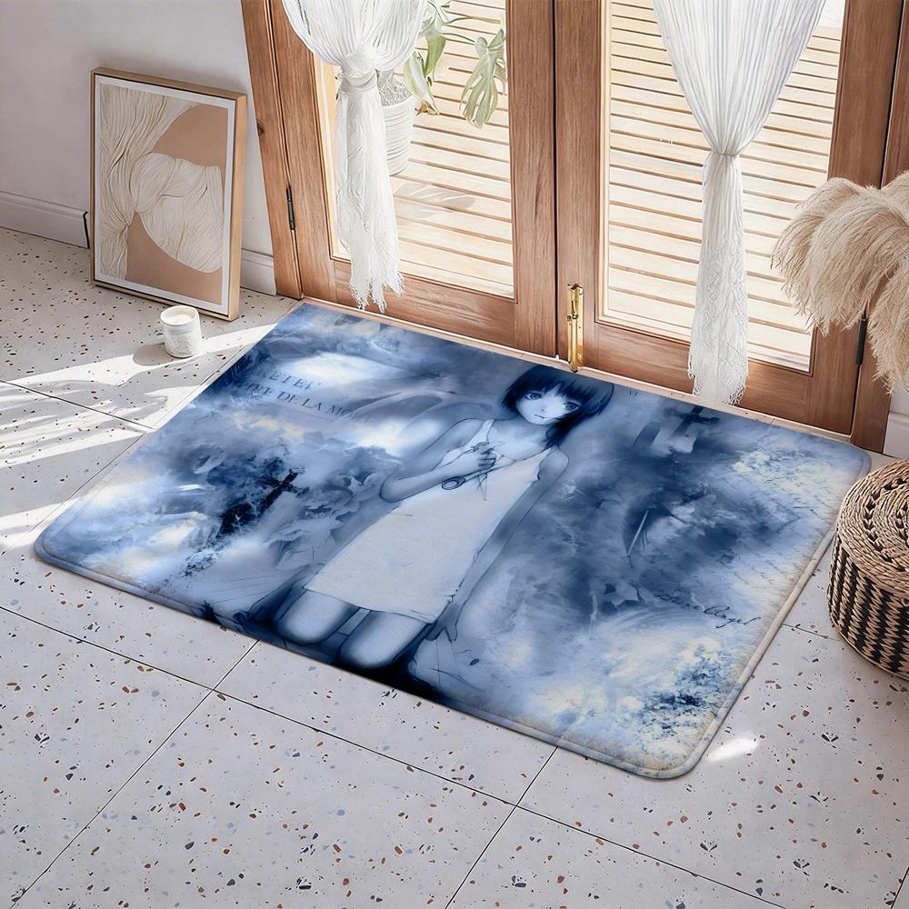 Anime S Serial experiments lain Floor Mat Eco Flannel Doormat Non Slip Odorless Indoor Floor Rug Soft Short Plush Home Mat