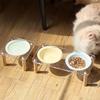 Single/Double Bowl Raised Cat Feeder Protect Cervical Spine Cat Drinking Feeding Bowl  Dog