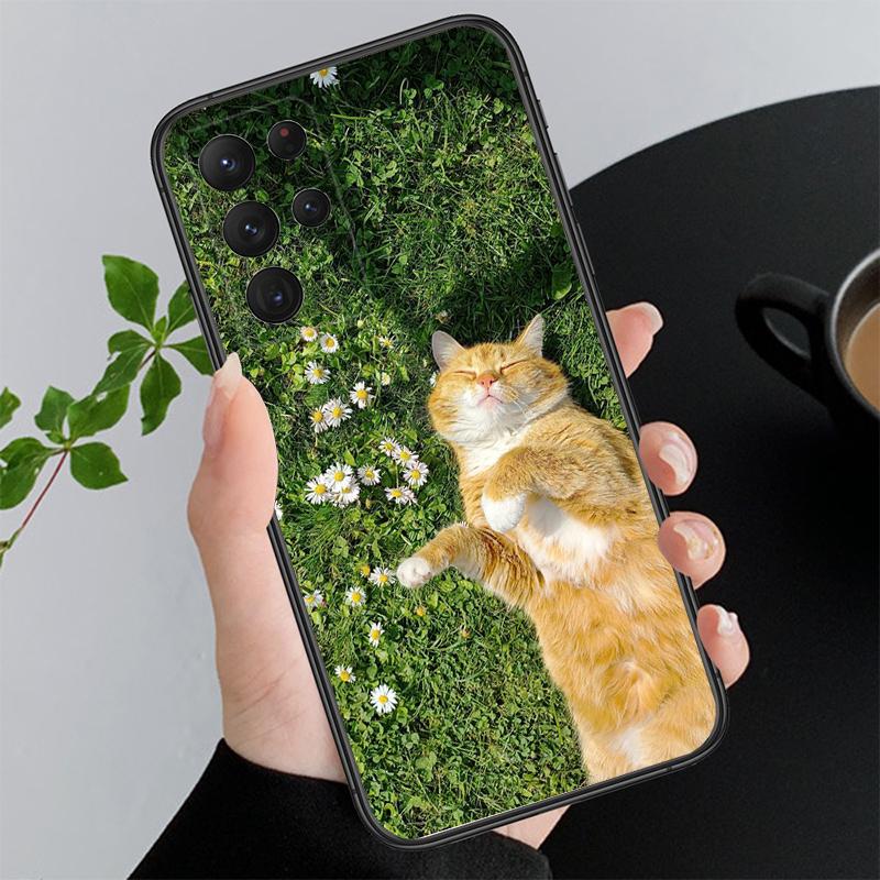 Phone Case For Samsung A17 A55 A16 A56 A35 A15 A53 A54 A33 A34 A25 A05S A52 A52S A07 A26 A06 Flower Cats