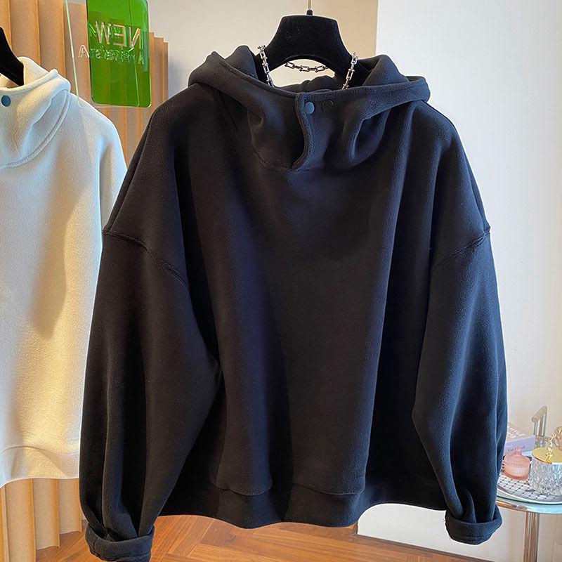 Осень-зима Новые модные толстовки с капюшоном с длинным рукавом Женская одежда Повседневная корейская универсальная теплая простая трендовая одежда Топы