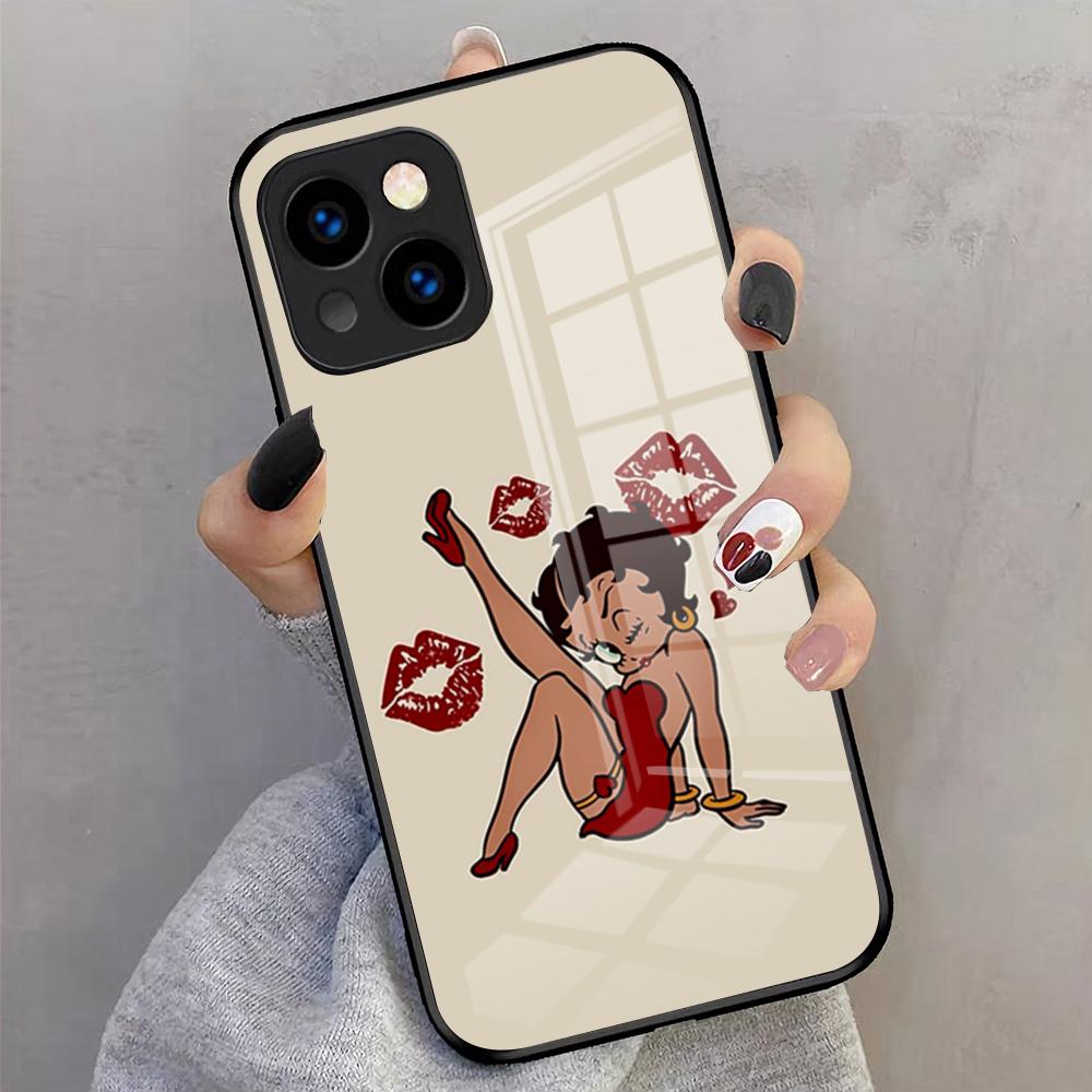 Betty Beautiful B-boop Phone Case For IPhone 17 Pro Max 16 15 14 Pro Max 13 11 X Xs Xr 8 7Plus Glass Cover