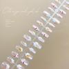 Cat Eye French Manicure Summer False Nails - Cute Wearable Finished Nail Pieces.