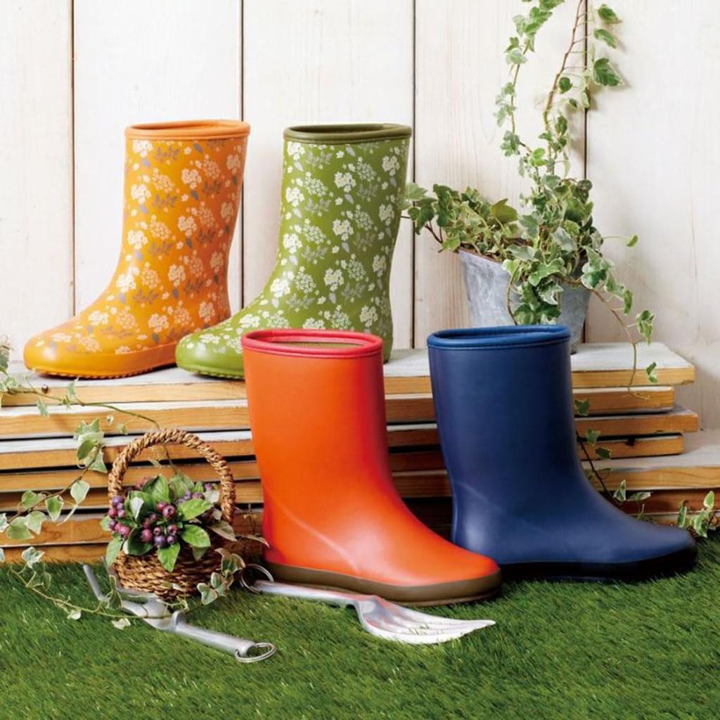 ХАМУРЕ Мицуума х Хамуле Ботанические Ботинки Красные Размер Резиновые Сапоги с Цветочным и Мелким Цветочным Принтом Идеально для и Полевых Работ HMO-2409 HMO-2008 (Твердый цвет)