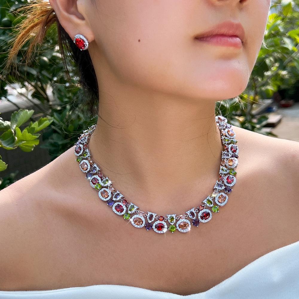 Средневековый Винтажный Циркон Платье Ужин Невеста Ожерелье Серьги Набор Винтажный Придворный Ветер Цепь-Колье