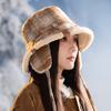 Winter Hat for Women Japanese Retro Thickened Fisherman Hat Plaid Windproof Warm Ear Protection Hat Casual Versatile Plush Hat