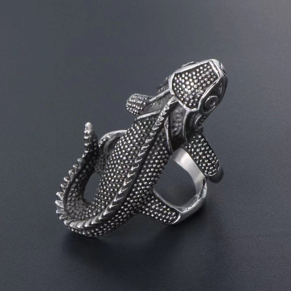 New European and American Retro Punk Lizard Ring Trendy Men's Fashion Hip-hop Punk Style Ring