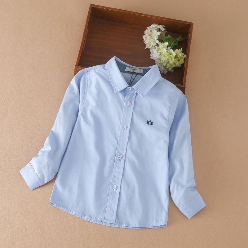 Модная одежда для мальчиков, формальные детские рубашки с длинными рукавами из хлопка, однотонная хлопковая детская одежда с отложным воротником для детей 6–14 лет