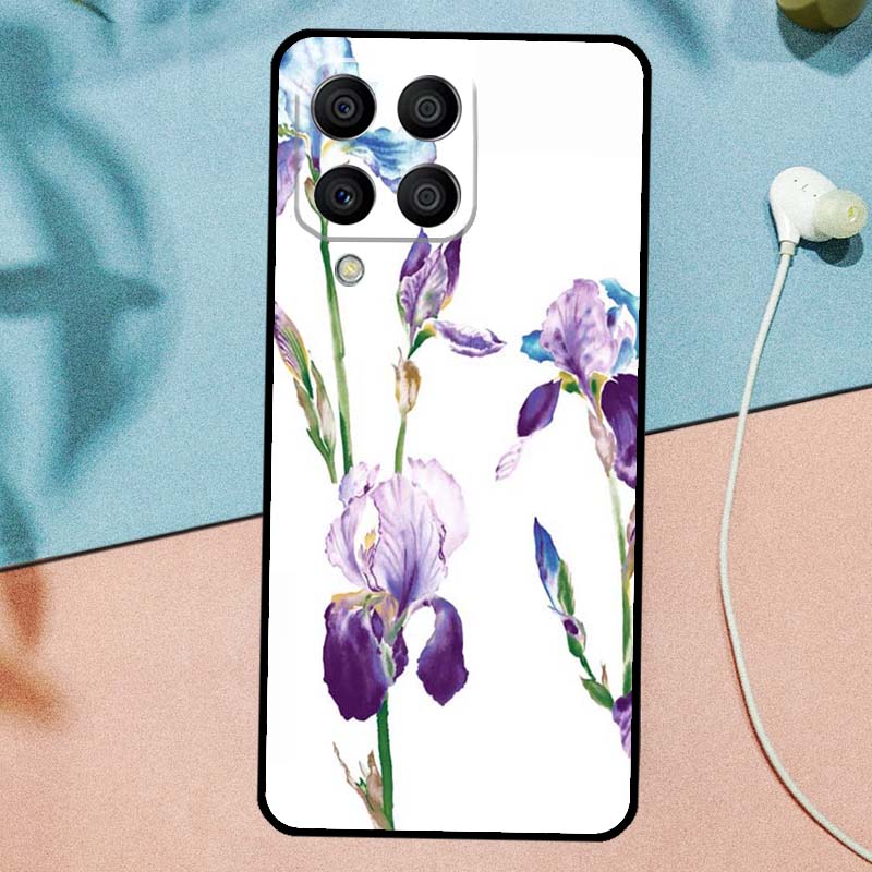 Iris Purple Flower Watercolor For Samsung Galaxy M33 M35 M55 M15 M12 M13 M14 M34 M54 M53 M21 M31 M11 M32 M52 M06 M16 Case
