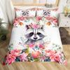 Комплект пододеяльника Енот для девочек и женщин, милый мультяшный животный комплект постельного белья размера «queen» с наволочкой, декор розовыми розами, пододеяльник