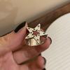 Vintage Irregular Cross Star Open Ring for Women Men Punk Gothic Sliver Color Adjustable Couple Rings Y2K Egirl Zircon Gift