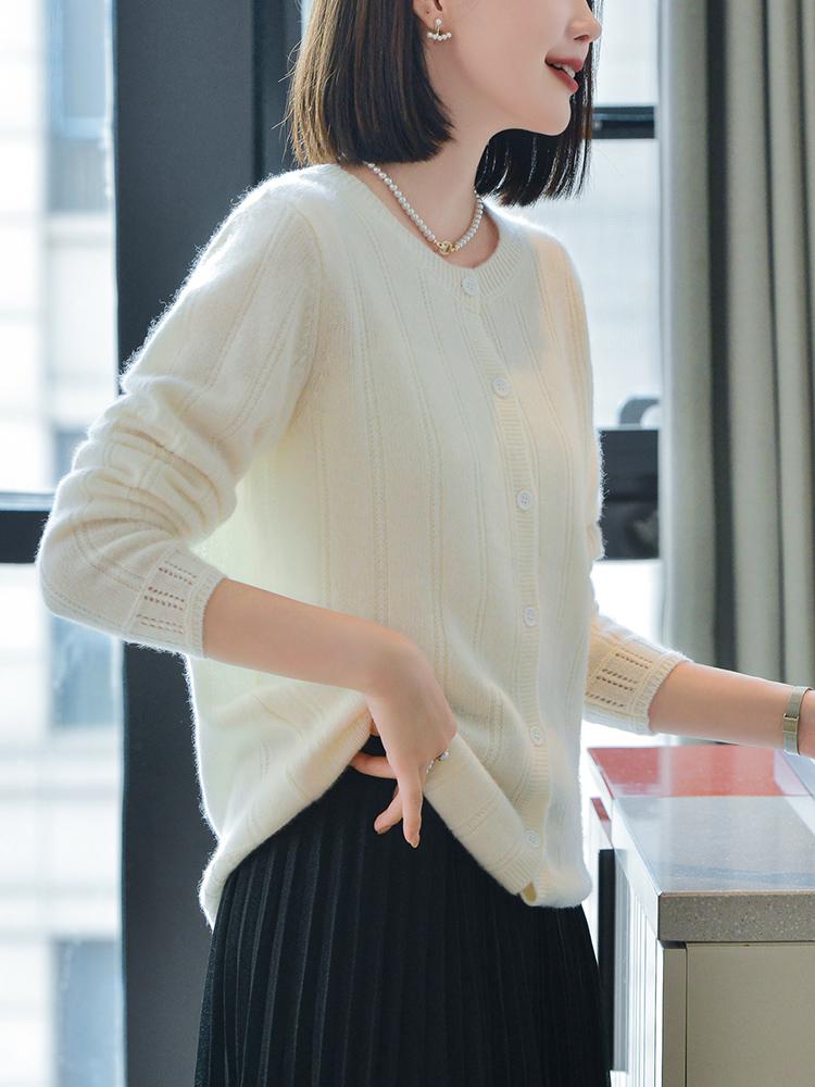 Женский кашемировый кардиган Qinghe кашемир 30% кашемир 70% шерсть осенне-зимний кашемировый кардиган мягкий и теплый