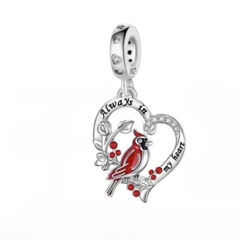 Copper Red Bird Dove Of Peace Love Cross Pendant Charms Fit Original Bracelet Beads Necklace Diy Jewelry