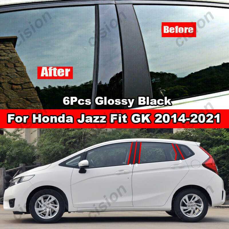 6 шт. Накладка на стойку кузова (B, C, D, BC) для окон двери автомобиля Honda Jazz Fit GD GE GK GS GR 2001- Зеркальный эффект ПЭТ-наклейка