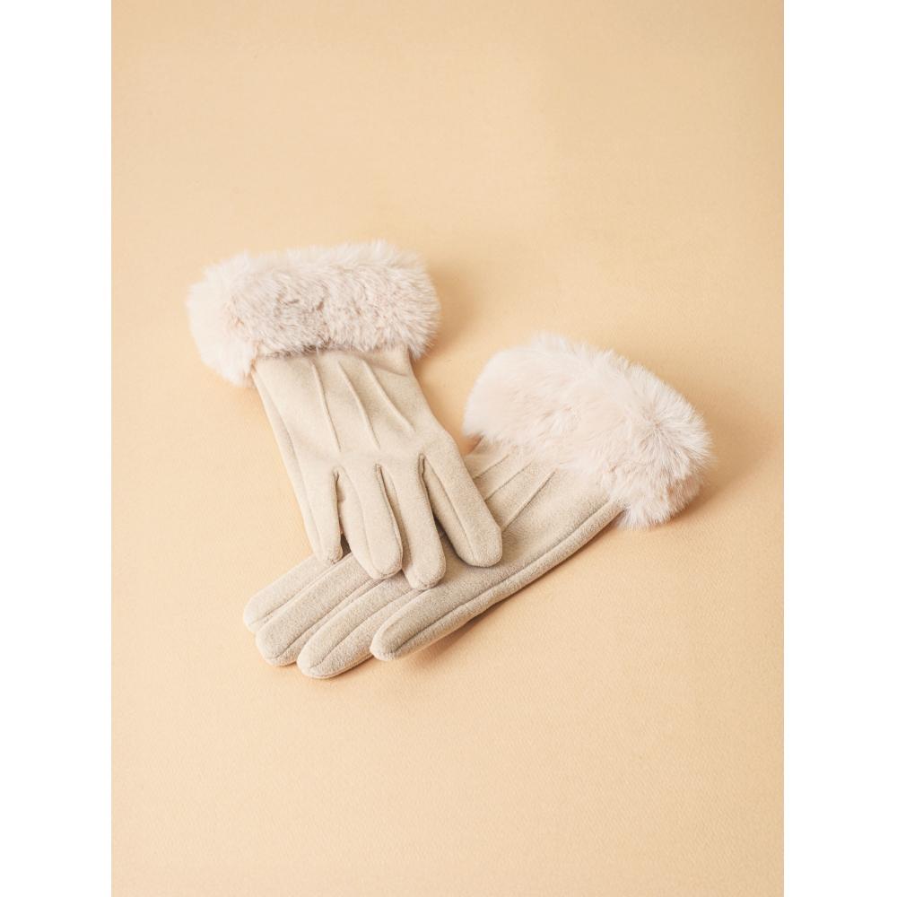 Перчатки DaiSo WriSt Fur для женщин S Бежевые