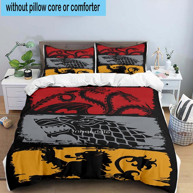 3PCS Thrones Dragon Fire And Blood 3pcs Bedding,Including 3PCS Duvet Cover And 2pcs Pillowcases Perfect for Christmas,Ideal for Bedroom, Dormitory