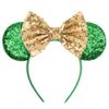 Модная повязка на голову с ушками мышки с блестками на День Святого Патрика, с пайетками, бант для волос, фестивальная повязка для волос, вечеринка, DIY аксессуары для волос, женская
