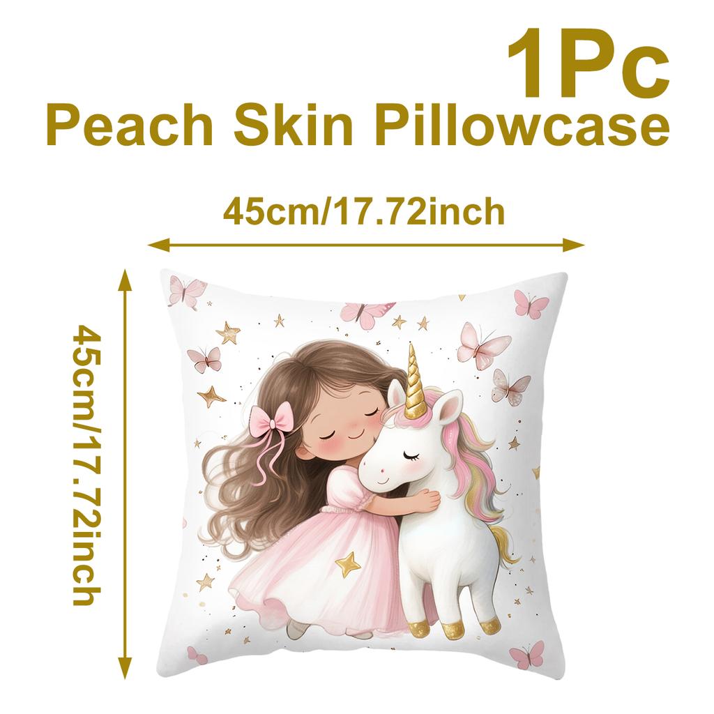 45X45Cm Pillowcase Square Cushion Cover Cute Cat Print Birthday Party Decoration For Home Sofa Bed Bedroom Living Room Decor