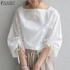 Women Summer Square Neck 3/4 Sleeve Casual Blouse