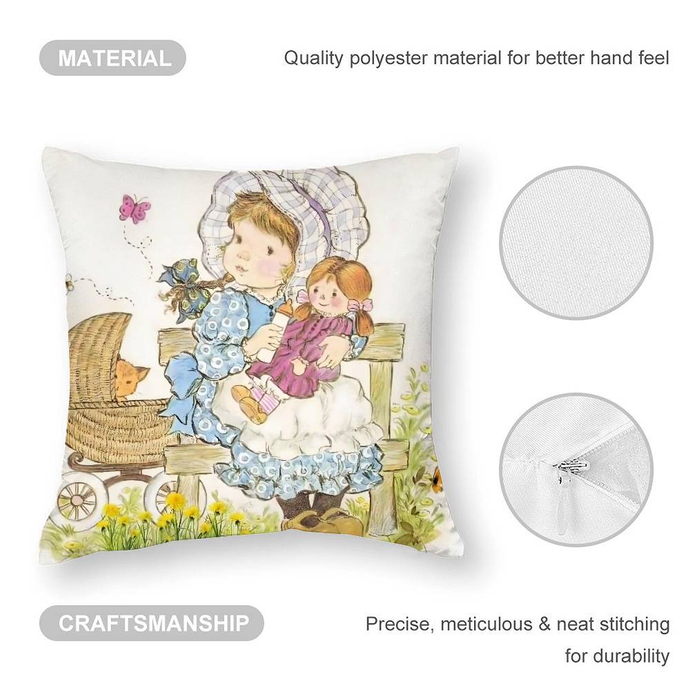 Art Pillow Case Sofa Living Room Bedroom Double-sided Printing Square Sarah Kay Swing Girl Cushion Nap Time Pillow Case