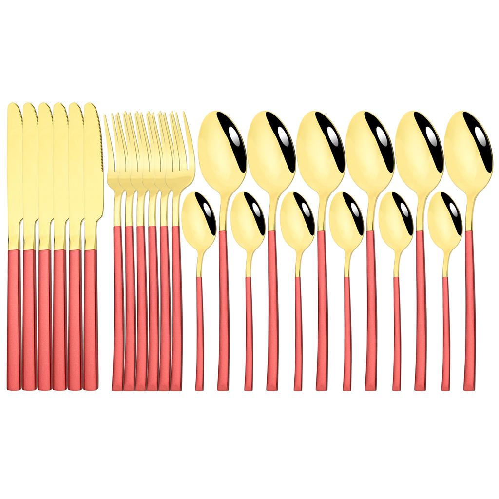 Набор столовых приборов из нержавеющей стали, 24 шт., ножи, вилка, ложка, ужин, посуда, вечерние кухонные столовые приборы, набор столового серебра