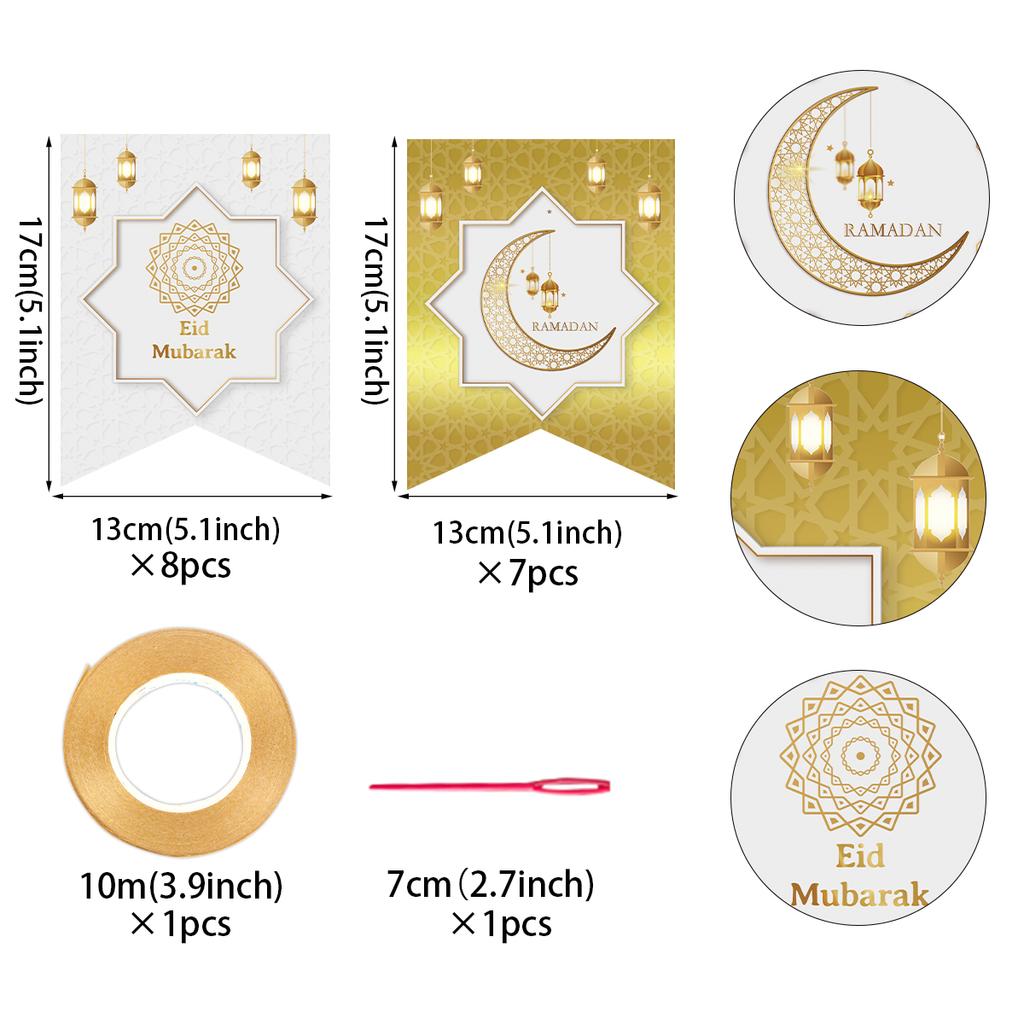 Ramadan Mubarak Decorations - Ramadan Bunting (Black & Gold) Party Flags Kids