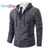 Cozy Up Мужской кардиган с длинными рукавами, повседневная уличная одежда, мягкая вязаная толстовка с капюшоном, термостойкая флисовая толстовка на молнии с капюшоном