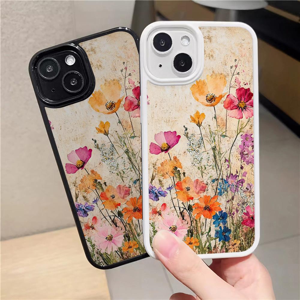 Чехол для телефона с цветочным рисунком в стиле масляной живописи для IPhone 17 Air 16 Pro Max 15 14 13 12 11, противоударная задняя крышка из твердого поликарбоната