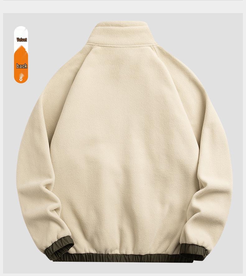 Мужская утепленная флисовая куртка с цветными блоками и воротником-стойкой, осенне-зимний повседневный спортивный топ