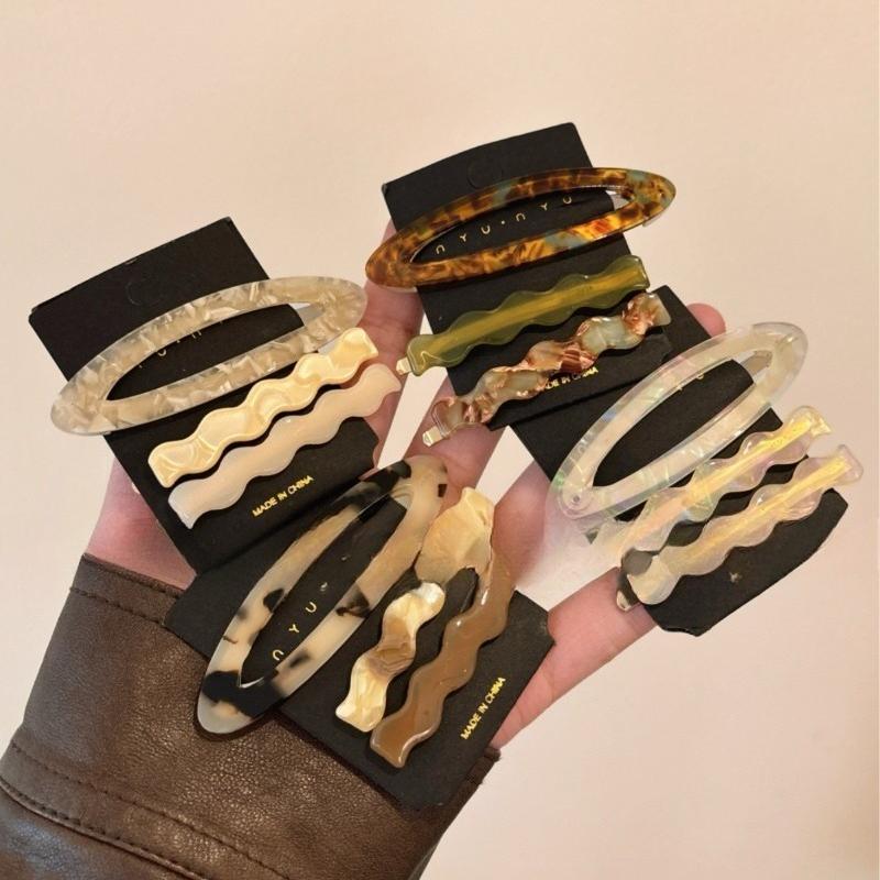 Summer Style Acetate Bb Hair Clips  Side Clips  Forehead Bangs Clips  Simple Semi-tied Hair  Straight Clips  Hair Clip Headwear