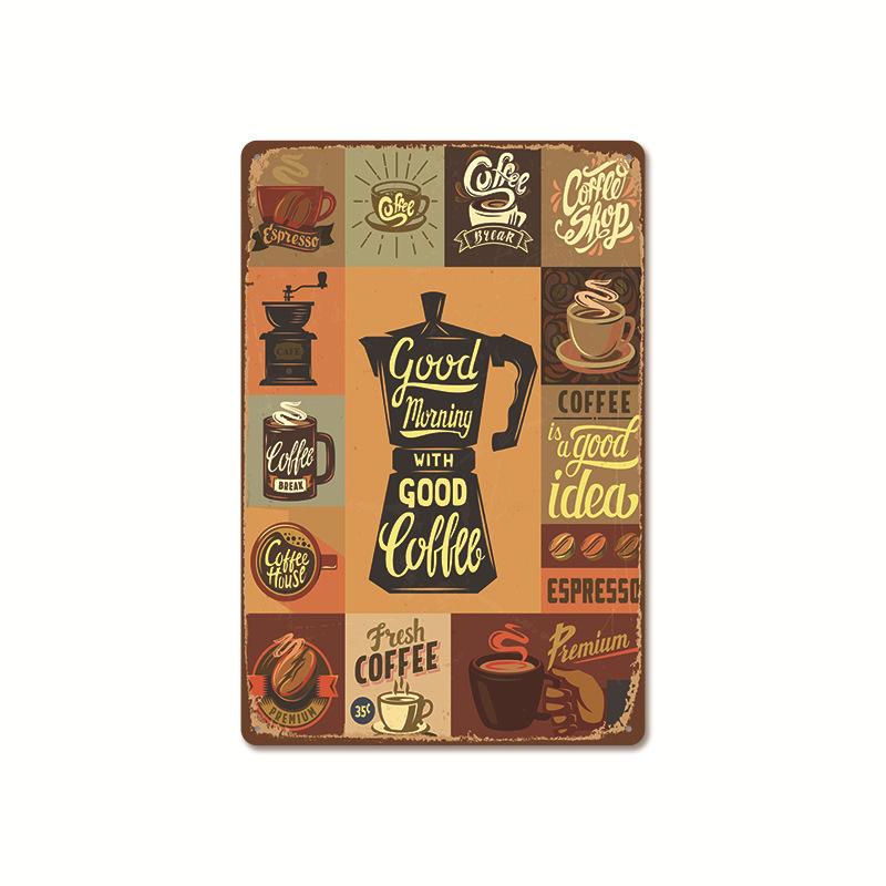 Coffee Shop Metal Sign Vintage Tin Sign Plaque Metal Vintage Wall Decor for Coffee Bar Cafe Retro Metal Posters Iron Painting