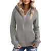 Women's Solid Color Zipper Hoodie And Fleece Hoodie Coat